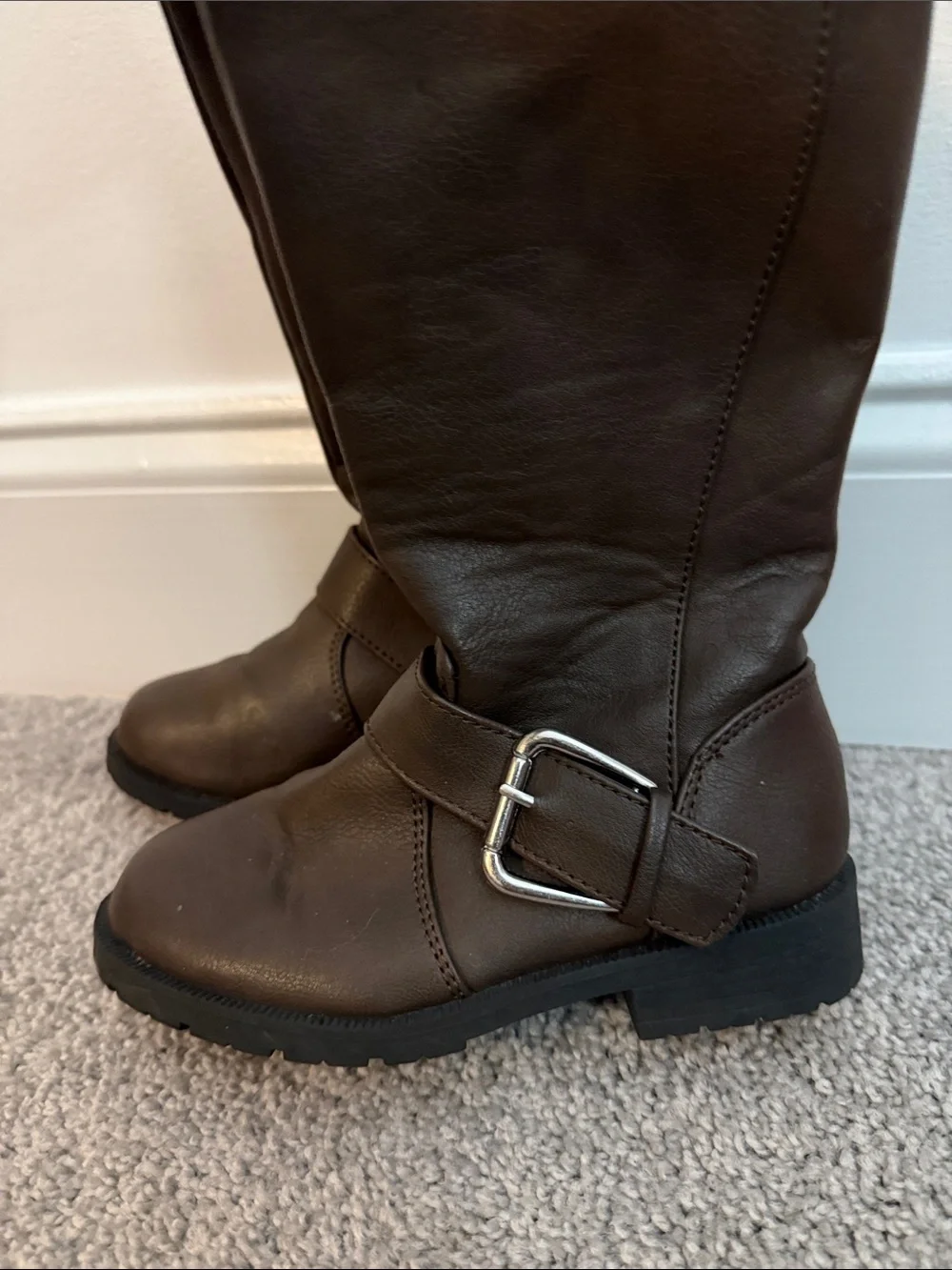 Gently worn The Children's Place Brown Tall Riding Boots with Buckle